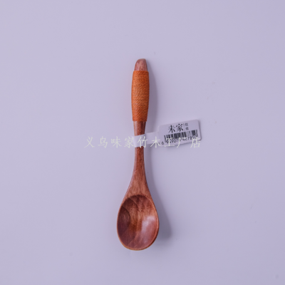 Vekoo Bamboo Factory Store Genuine Hotel Household Wooden Shovel and Spoon Old Paint Wrapping Small round Spoon 13*3.2yx-7859