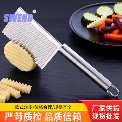 Wolf Tooth Stainless Steel Potato Knife Wave Edge Knife Multi-Functional Strip Cutter Chopper Corrugated Sliced Fancy French Fries Knife