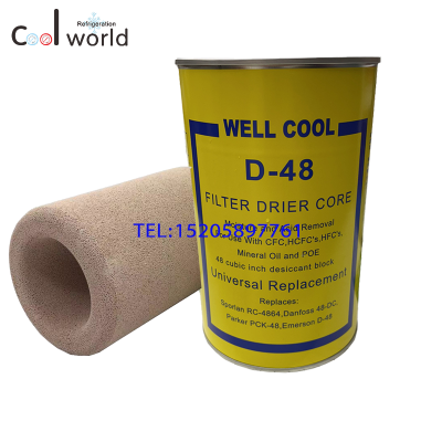 D-48 filter drier core moisture and acid removal for use with CFC,HCFC,HFC mineral OIL and POE