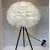 INS Style Indoor Desk Lamp Ostrich Feather Metal Three Desk Lamp with Support White Feather Decorative Lamp Crafts
