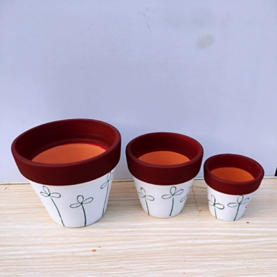 Factory Direct Sales Flower Pot Macaron Color Red Pottery Flower Pot Succulent Flower Pot