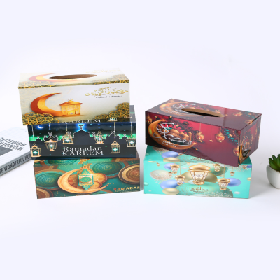 Foreign Trade Middle East Arabic Pattern Color Printing Simple Wooden Tissue Box Paper Extraction Box Household Restaurant Tissue Storage