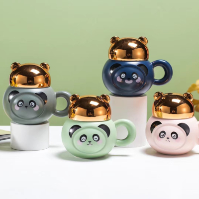 Ceramic Cup panda mirror Cup coffee cup mug Milk Cup Cup Tumbler.