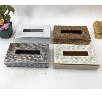 Wooden Napkin Paper Box Set Rectangle Paper Napkin Box Home Office Tissue Box Golden Atmospheric Tissue Box