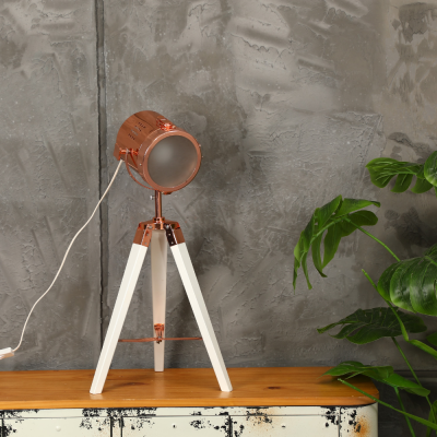 Loft Wind Searchlight Creative Lamp Solid Wood Three Desk Lamp with Support Decorative Lamp Metal Table Lamp Nordic