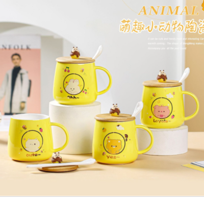 Cute Ceramic Mark Water Cup Couple Girl Student Korean Small Animal Large Capacity Breakfast Milk Coffee Cup