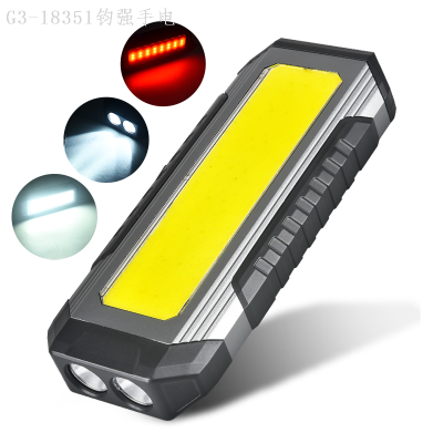 Cross-Border Hot Selling COB LED Work Light Auto Repair Light C Port Charging Support Output with Ferromagnetic Hook Strong Light Flashlight