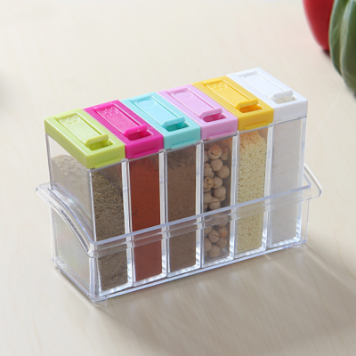 New Seasoning Box Transparent Plastic Seasoning Box Seasoning Bottle Six-Piece Seasoning Jar Storage Box