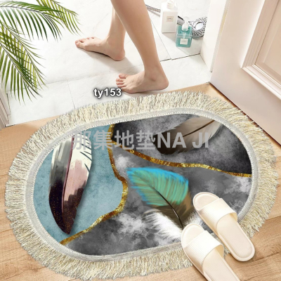 Crystal Velvet Band Feather Series Floor Mat Door Mat Bathroom Water-Absorbing Non-Slip Mat Household Carpet