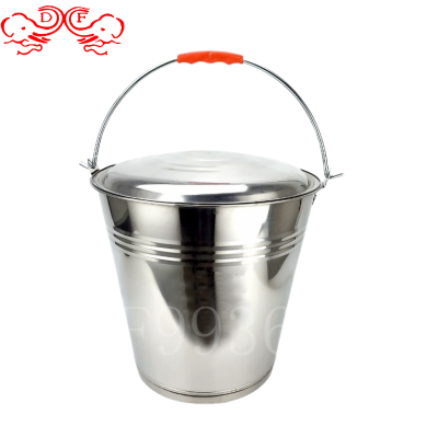 Df99366 Stainless Steel Bucket with Lid Hand Bucket Storage Bucket Stainless Steel Barrel Kitchen Hotel Supplies with Drum Cover