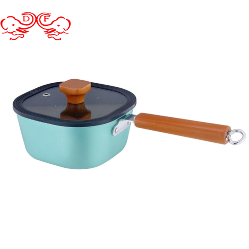 Df99468 New Colorful Stainless Steel Square Yukihira Pan Single Handle Milk Pot Non-Stick Milk Pot Noodle Pot