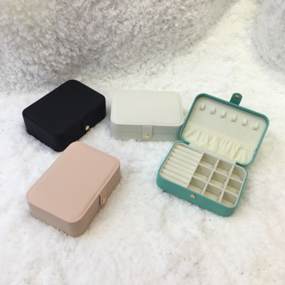 Korean Style Pure Color All-Matching Magnetic Buckle Multi-Compartment Jewelry Box Jewelry Box Storage Box Ring Necklace Earrings Wholesale