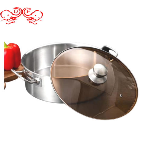 df99040 df trading house stainless steel double bottom extra thick glass cover hot pot kitchen hotel supplies