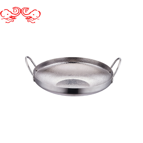 Df99040 Stainless Steel Bar Tripod Flat Frying Pan Stainless Steel Seafood Plate Stainless Steel Plate