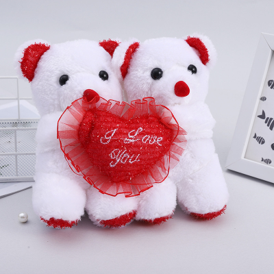 Wedding Doll Wedding Car Paired Bear Wedding Doll Large Holding-Heart Bear Big White Bear Trucks Suction Cup Decoration Doll Wholesale