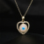 Cross-Border Hot Products Light Luxury Retro Style Copper Cast Zircon Dripping Oil Eye Geometric Shape Pendant Necklace Factory Direct Sales