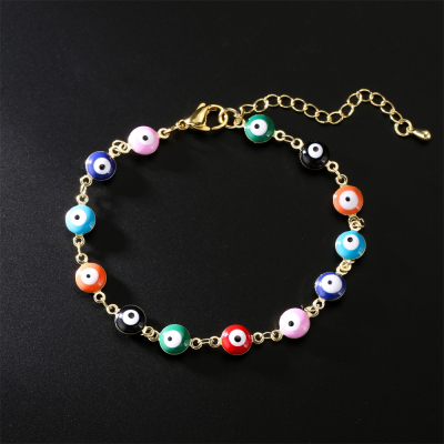 Cross-Border Supply Amazon Hot-Selling New Products Oil Dripping Devil's Eye Bracelet Necklace for Women Factory Direct Sales Wholesale