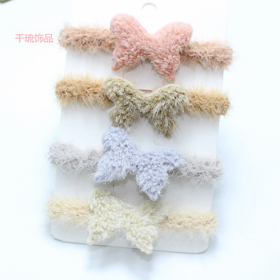 Autumn and Winter New High Elastic Plush Rubber Band Milk Tea Color Bow Thick Hair Rope Internet Celebrity Hair Accessories Wholesale
