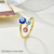European and American Cute Blue Dripping Eyes Geometric Open Ring Copper-Plated Gold Color Devil's Eye Open Mouth Female Ring