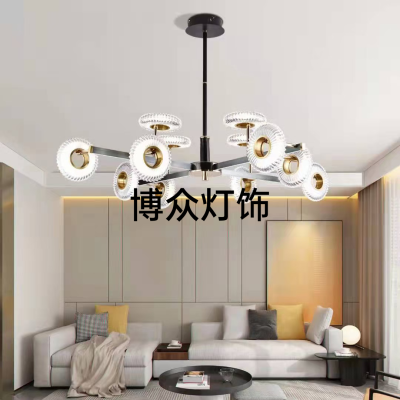   Living Room Dining-Room Lamp New Arrival 6 Heads 8 Heads 8+4 Aluminum Wire Drawing Variable Light with Three Colors Wholesale and Retail  stock