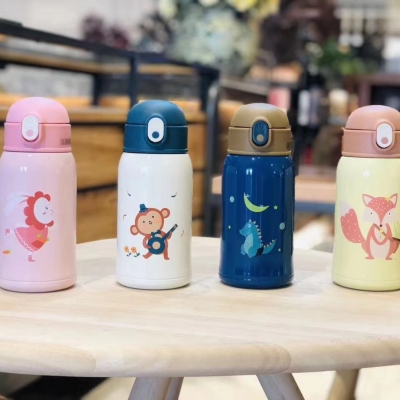 Student 316 Stainless Steel Children's Straw Thermos Cup Cute Cloth Cover Kettle Kindergarten Boys and Girls Baby Water Cup