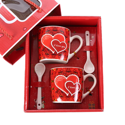 Valentine's Day Cup Ceramic Cup Wedding Cup Gift Gift Wholesale Creative Annual Meeting Handbag