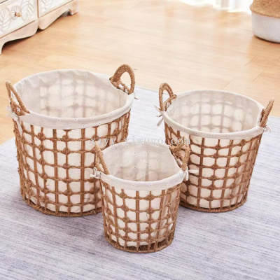 Rattan Storage Basket Household Laundry Basket Toys Storage Basket Ins Dirty Clothes Basket Pastoral Rattan Simple Dirty Clothes Basket