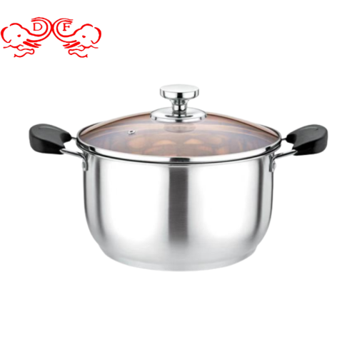 Df99048 Stainless Steel Kitchen Hotel Supplies 304 Stainless Steel Binaural soup Pot Noodle Cooking Pot Stainless Steel Pot 