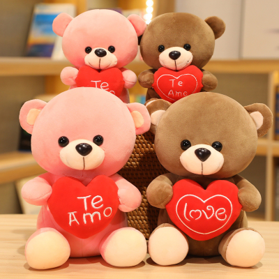 Heart-Hugging Bear Doll Plush Toys Couple Confession Love Bow Tie Teddy Bear Plush Doll Wedding Favors