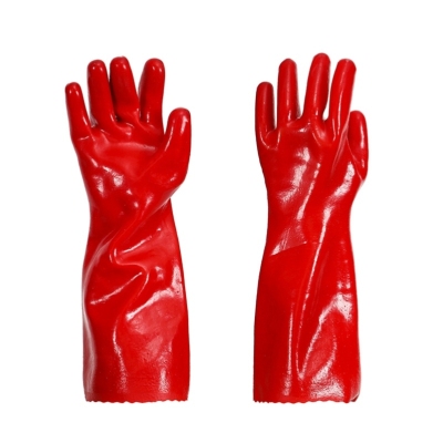Shandong Gaomi Factory Direct Sales: 35cm Polyester PVC Oil-Resistant Anti-Slip Protective Work Labor Gloves