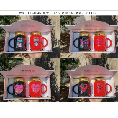 New Black and Red Love Couple's Cups Office Thermos Cup Valentine's Day Gift Cup Household Water Cup