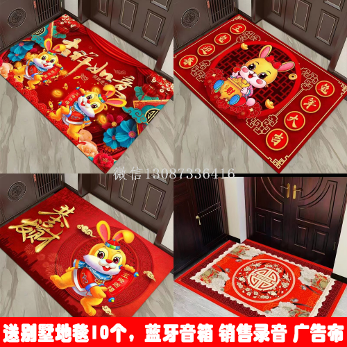 Stall 15 Yuan Model 2023 New Year Floor Mat Rabbit Year Entrance foot Mat Indoor Carpet Non-Slip New Year Gift