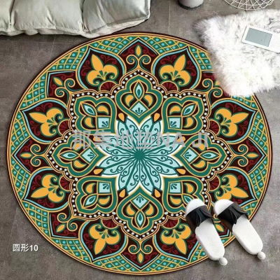 Bohemian round Mat 3D Printed Western Style round Door Mat Computer Chair Mat