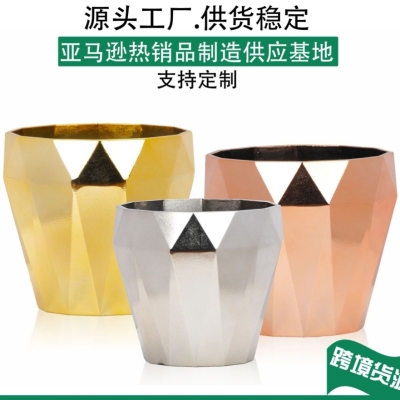 Imitation Porcelain Melamine Electroplating Artificial Flower Gardening Flowerpot Factory Direct Supply Faux-Metallic Thickened Succulent Mini Sand Basin H