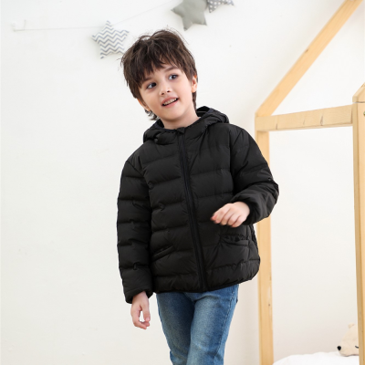 Children's down Jacket 90 Velvet Seamless Hooded Lightweight Solid Color Long Sleeve Jacket for Boys and Girls