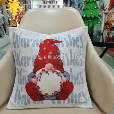 Christmas Pillow Cover Home Supplies Sofa Decoration Printing Super Soft Cloth Old Man Snowman New Fashion