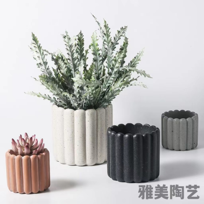 Northern European-Style Cement Flower Pot Matte Fashion Simple Artistic Personality Indoor Green Radish Bonsai Succulent Indoor Flower Pot