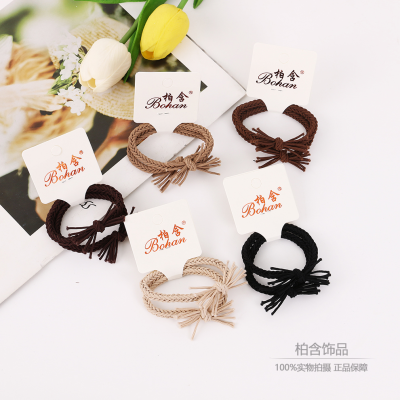 South Korea Dongdaemun New Woven Milk Tea Bracelet Hair Band Simple Texture Hair Rope Rubber Headband Head Rope Hair Tie Hair Accessories