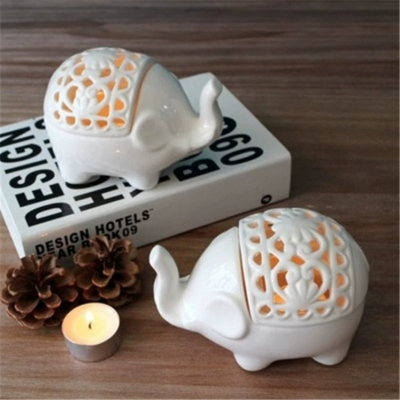 Creative Hollow Baby Elephant Home Decoration Crafts Taobao Hot Ceramic Selling Hollow Candlestick 0232