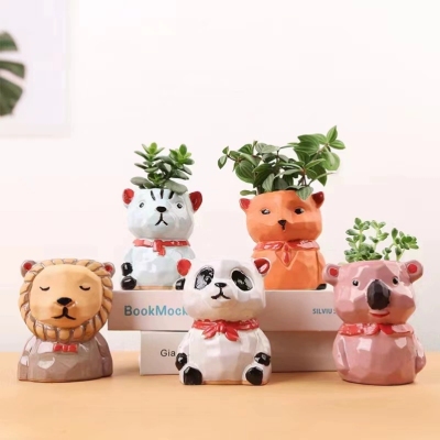 Factory Direct Supply Ceramic Hot Sale Ceramic Small Flower Pot Succulent Plant Puppy Flower Pot Set