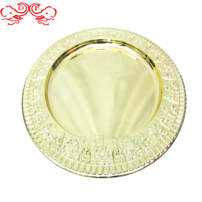 Df99428 Yilan Plate Stainless Steel round Plate Flower Disk round Picture Food Tray Pastry Plate Kitchen Hotel Supplies