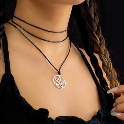 INS Style Simple Necklace, Vintage Multilayer Necklace, Ethnic Style Star of David Pendant Multilayer Necklace