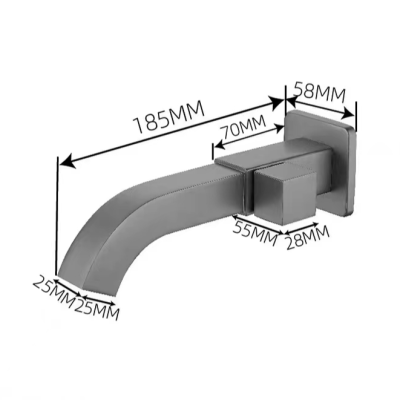 Gun Gray Concealed Copper Basin Faucet Hidden Washbasin Faucet Copper Electroplating Bathroom Hand Washing Faucet
