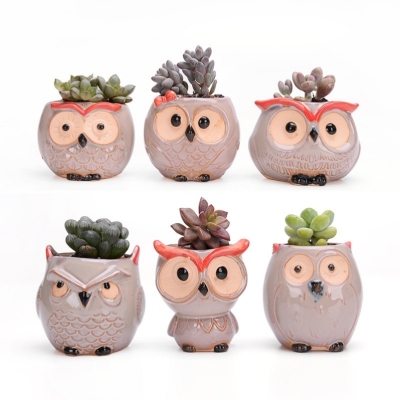 Ceramic Animal Succulent Flower Pot Wholesale Handmade Coarse Pottery Ceramic Container Features Cartoon Ornaments