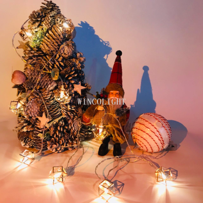 Christmas Battery Light 10lled +2M + Rose Gold Multi-Sided Small Rhombus Holiday Party Supplies Christmas Crafts