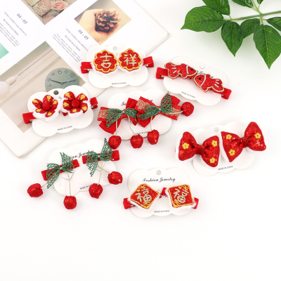 Christmas New Year Bow Barrettes Plush Hairpin Baby Cute BB Clip Girls Winter Hair Accessories Christmas Headwear