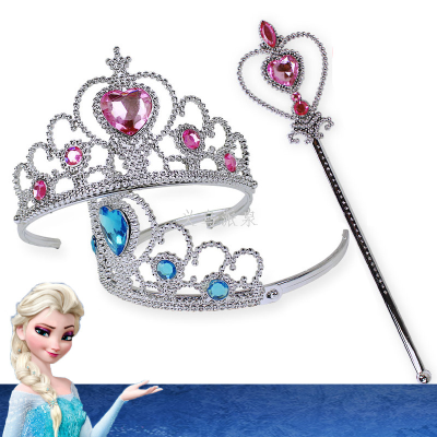 Cartoon Frozen Princess Elsa Headband + Electroplated Spot Drill Crown Truncheon Set