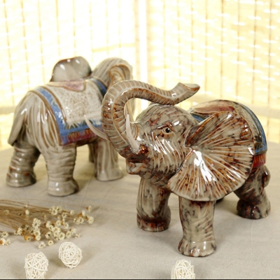 Production and Sales of Ceramic Elephant Furnishings Auspicious Domestic Ornaments Ceramic Crafts Zkz 9059 Pottery