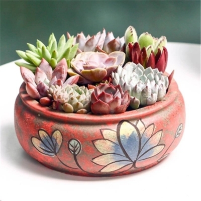Korean Style Stoneware Handmade Pots Hand-Painted Creative Big Flower Succulent Modern Home Flower Pot Ceramic Crafts Decoration Ornaments