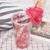 450ml Cool Summer Ice Glass Straw Plastic Ice Cream Cover Sequin Water Cup Refrigeration Crushed Ice Cup Self-Produced and Self-Sold